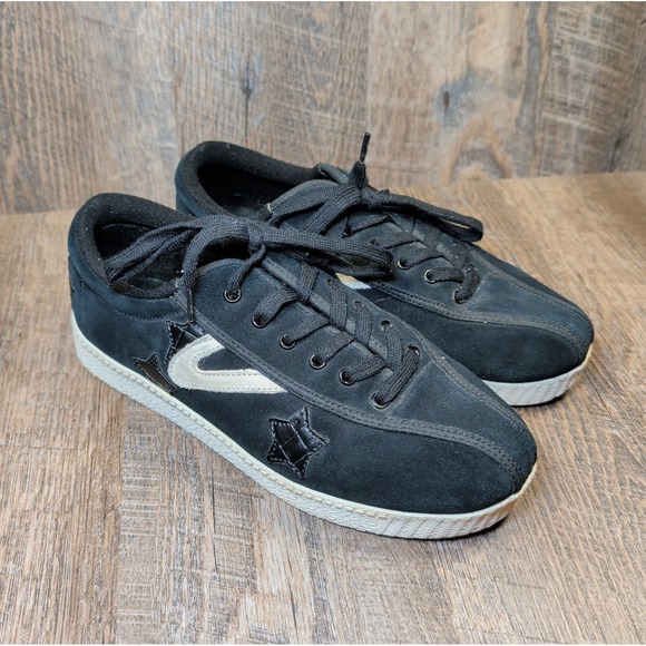 Tretorn Shoes - Tretorn Lace-Up Casual Sneakers Nylite Suede Black Shoes With Stars Womens 8.5